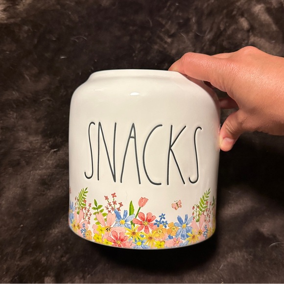 Rae Dunn Snacks Canister with Flowers - Picture 2 of 5